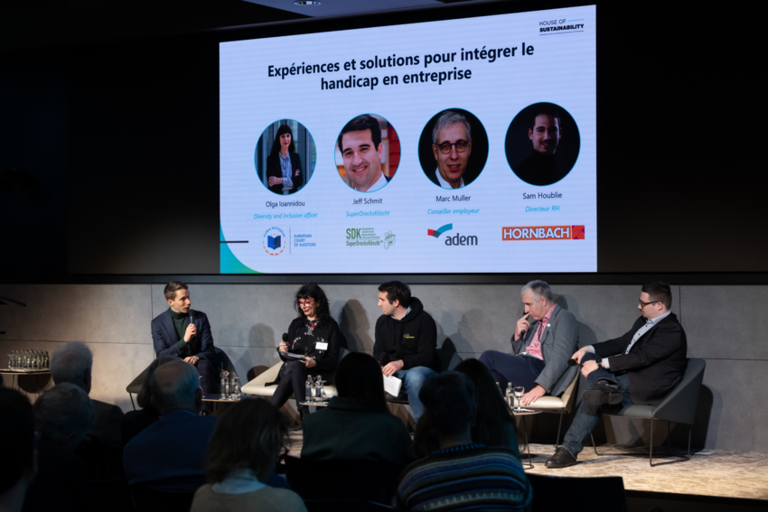 Table ronde avec nos intervenants : Olga Ioannidou, Jeff Schmit, Marc Muller, Sam Houblie