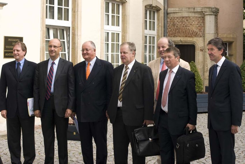 De g. à dr.: Roland Kuhn, Vice-Président; Michel Wurth, Président; Ernst-Wilhelm Contzen, Vice-Président; Norbert Geisen; Michel Rodenbourg; Robert Dennewald; Pierre Bley (Photo©ABBL)