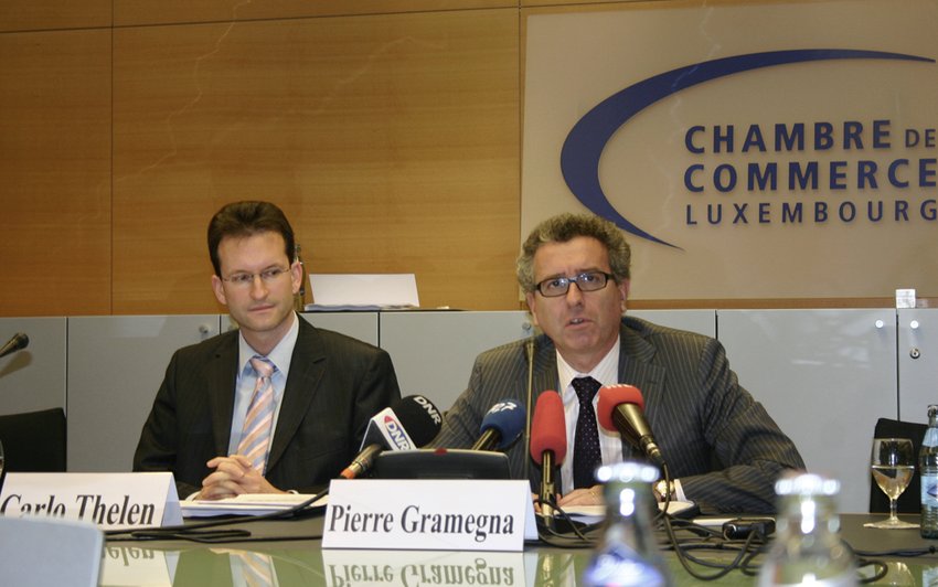 Carlo Thelen, Chief Economist et membre du Comité de Direction de la Chambre de Commerce et Pierre Gramegna, directeur de la Chambre de Commerce